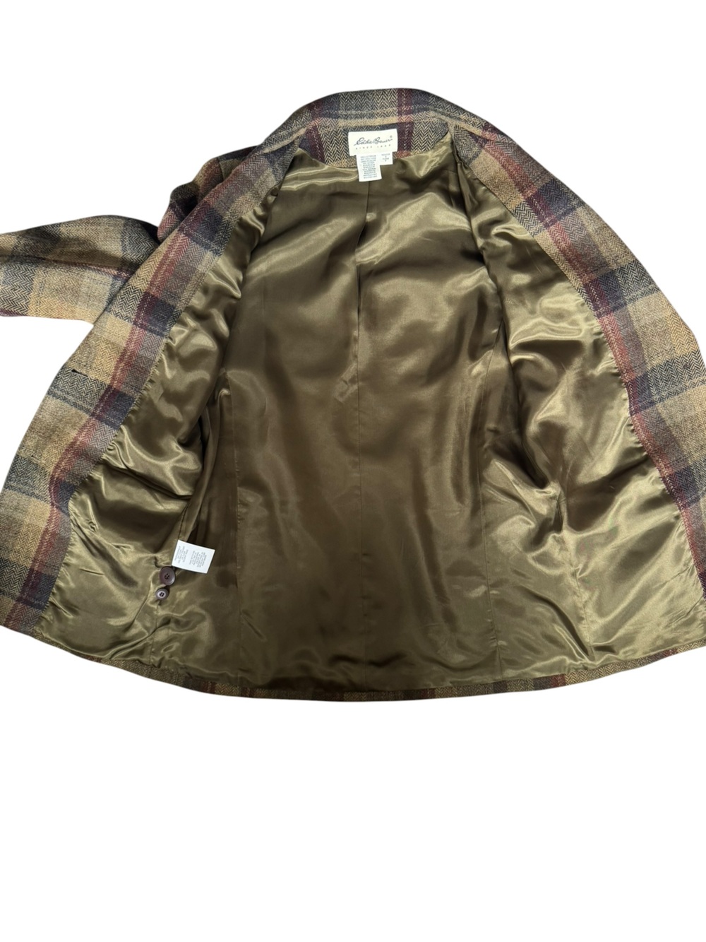 Vintage Eddie Bauer 100% Wool Plaid Blazer Jacket Small Dark Academia Equestrian - Picture 7 of 9